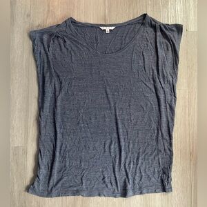 CAbi Dusty Blue Cap Sleeve Rayon Tee — Size Large
